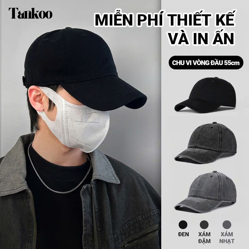 Mũ lưỡi trai màu xám in hình theo yêu cầu nón lưỡi trai phong cách cá tính Nam Nữ Form Unisex TANKOO