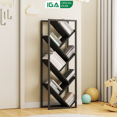 Kệ sách để sàn thiết kế khung sắt chắc chắn mặt gỗ MDF phủ melamine - GM211