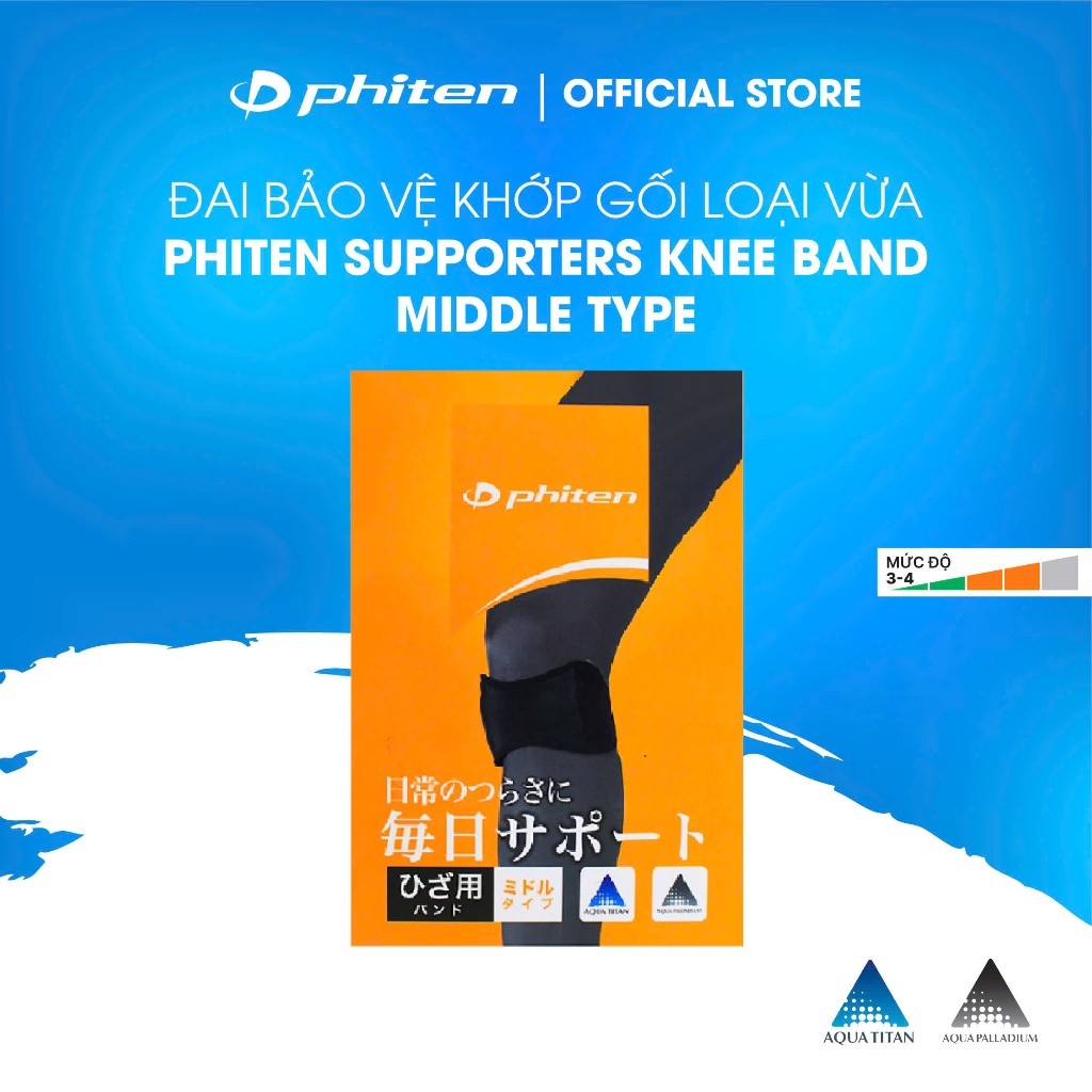 Đai bảo vệ đầu gối loại vừa Phiten supporter knee band cố dịnh dây chằng AP176003/AP176004/AP176005