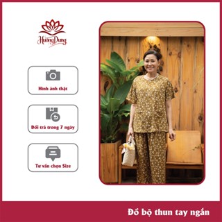 Quần Áo Trung Niên, Đồ Bộ Mặc Ở Nhà Cho Các Mẹ Và Bà Quần Dài, Chất Thun Tay Ngắn - Hương Dung Store