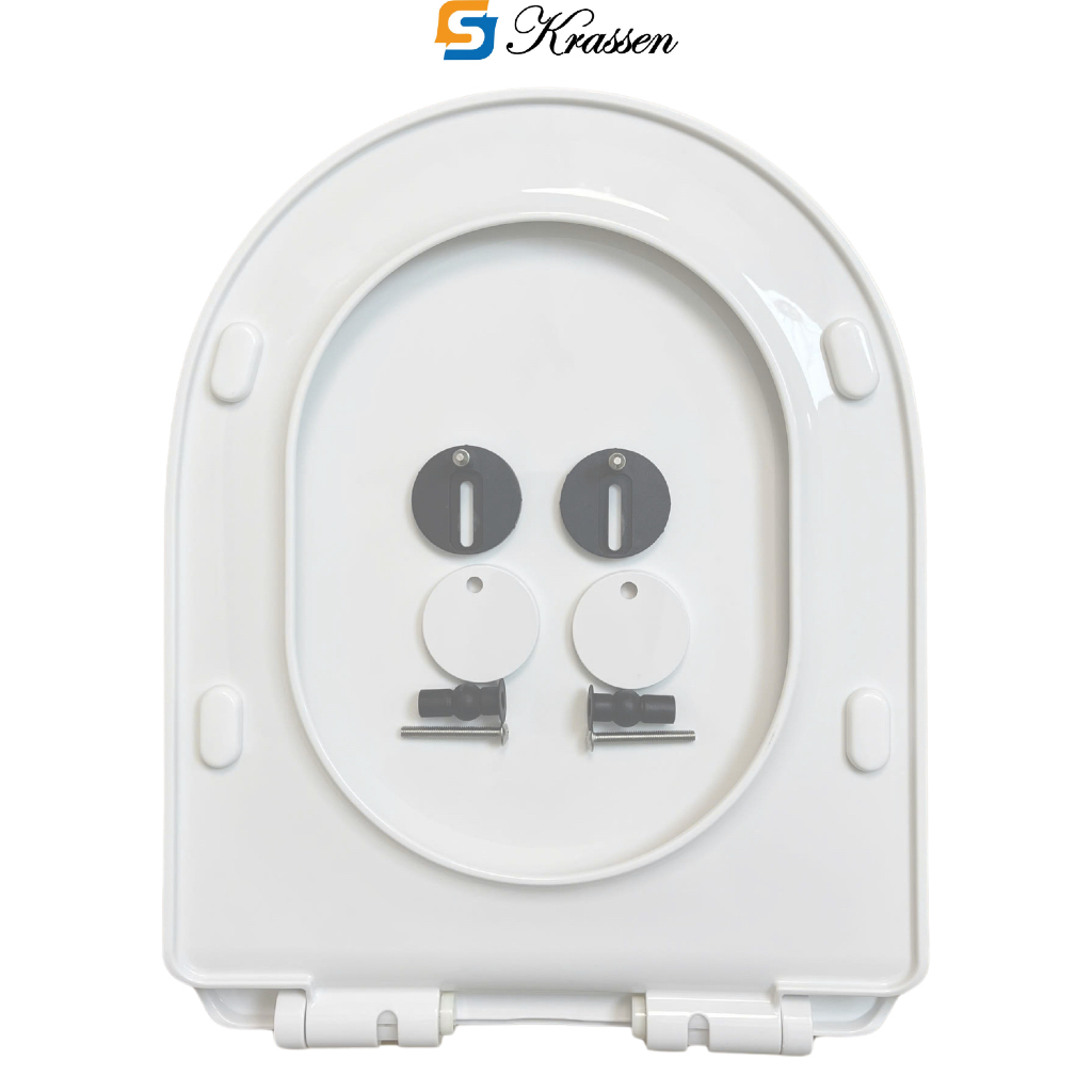 KR.02 S KRASSEN Nắp bồn cầu đóng êm chữ U làm từ nhựa PP cao cấp (màu Trắng sữa) đa năng phù hợp với bồn cầu 1 khối