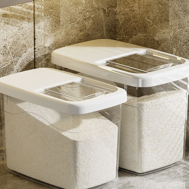 Thùng gạo nắp đậy chống ẩm, chống côn trùng có bánh xe di chuyển (kèm ca đong) gdgs