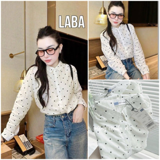 Áo Sơ Mi Nữ Chấm Bi Mềm Nhẹ Mát Mặc Siêu Xinh Laba