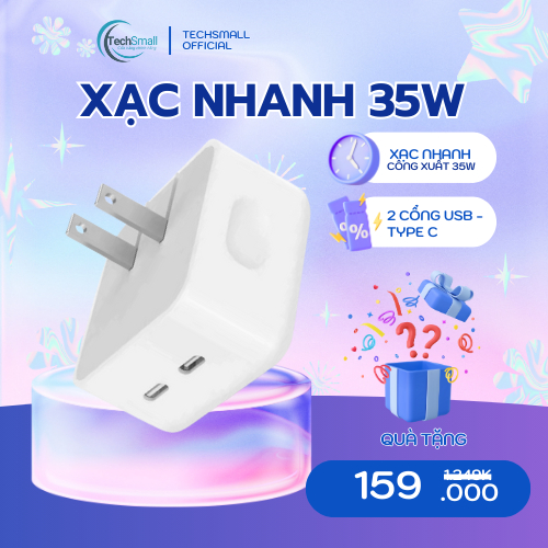 Bộ Sạc Nhanh PD 35W/2 Cổng USB-C, Tương Thích Với Apple, Android, Máy Tính Bảng-Phiên Bản Màu Trắng