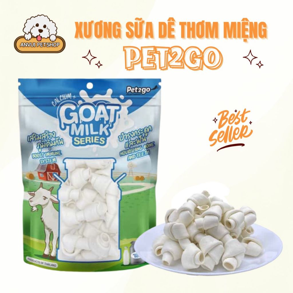 XƯƠNG SỮA DÊ THƠM MIỆNG PET2GO CHO CÚN 2.5INCH GÓI 18 CÁI