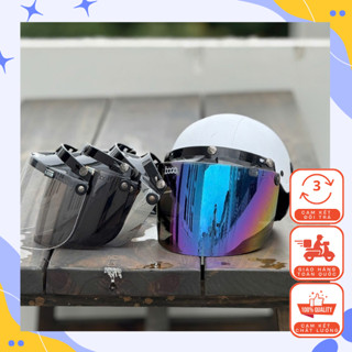    Tặng 3 nút đồng  Kính BoGo Malysia gắn nón bảo hiểm nửa đầu 3 4 - Dễ tháo lắp chống nắng chống tia uv 