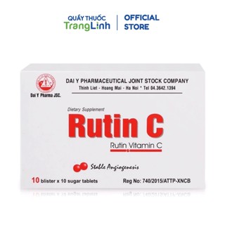 Rutin C hộp 100 viên nén - Bổ sung Vitamin C và rutin giúp tăng tính bền mạch máu, giảm chảy máu chân răng