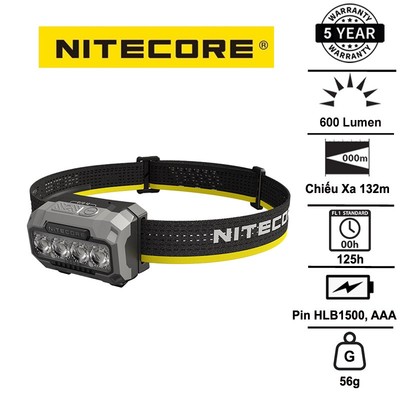 Đèn Pin Đội Đầu Nitecore HA23 UHE - 600lm, Siêu Nhẹ, Pin AAA