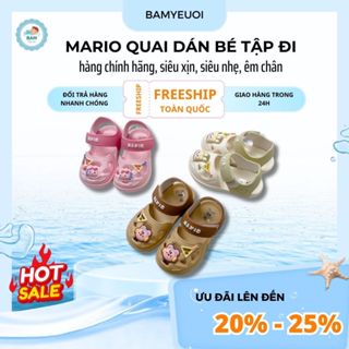  Dép sục cho bé Giày sục CHEERFUL MARIO quai dán siêu nhẹ đế chống trơn trượt cho bé tập đi 