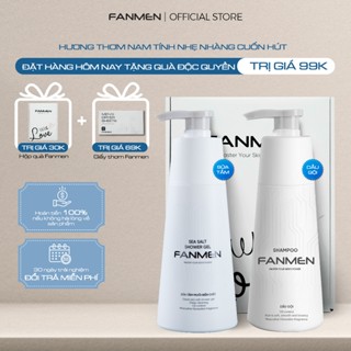 [COMBO BẢNH BAO] Dầu gội nam hỗ trợ ngăn ngừa gàu nhờn, mượt tóc và Sữa tắm muối biển chết hương thơm nam tính Fanmen