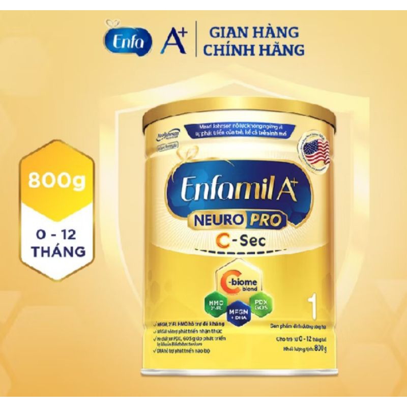 Sữa bột Enfamil A+ Neuropro C-Sec 1,2,3 /800g