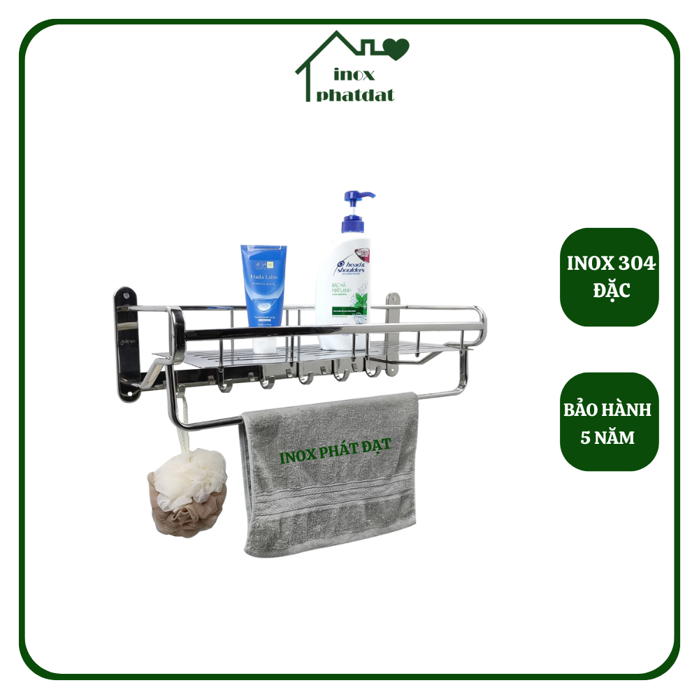 Kệ nhà tắm INOX 304 PHÁT ĐẠT, kệ để xà bông, để đồ phòng tắm, rổ đựng chai dầu gội (SP155)