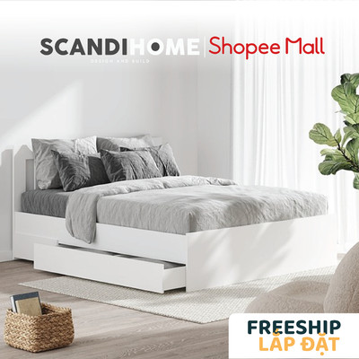 SENGE, Giường ngủ 2 hộc kéo 3 ngăn BED_029, 203x93cm, Giường ngủ gỗ Scandi Home