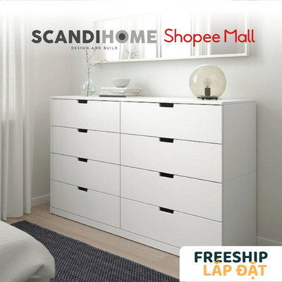 BANALDO, Tủ đựng đồ lưu trữ 8 ngăn kéo DRA_051, 160x47x98cm, tủ gỗ Scandi Home