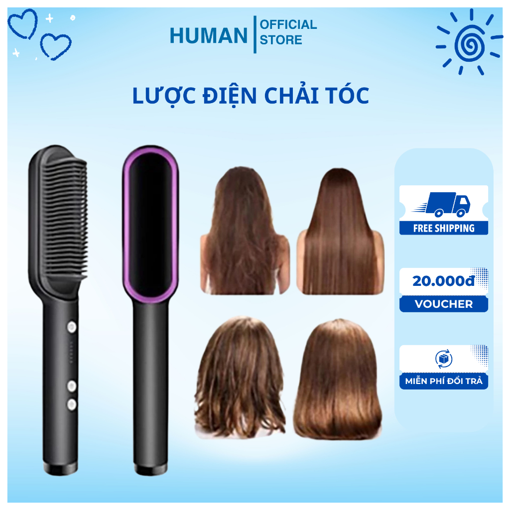 Lược điện chải tóc làm thẳng tóc thích hợp mọi loại tóc.