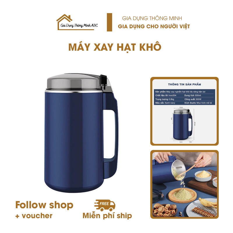 Máy Xay Hạt Khô Mini Đa Năng Công Suất 300W, Xay Bột Ngũ Cốc, Cafe, Thảo Dược Các Loại Hạt Cực Nhanh Dễ Dàng Vệ Sinh