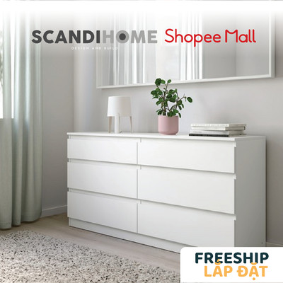 MOLTENI, Tủ đựng đồ 3 tầng 6 ngăn size nhỏ DRA_084, 140x40x72cm, tủ gỗ Scandi Home