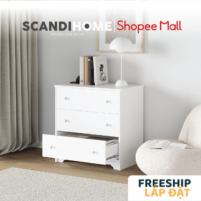 OLYMPIA, Tủ đựng đồ tân cổ điển 3 ngăn kéo DRA_107, 79x50x79cm, tủ gỗ Scandi Home