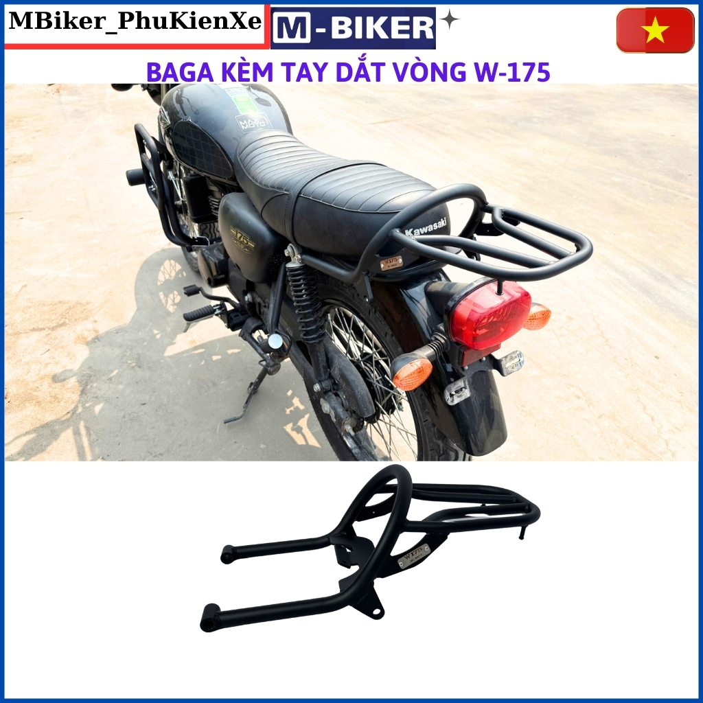 Baga W175, baga kèm tay dắt vòng W175, baga gắn khung túi hông w175, phụ kiện W175 mbiker