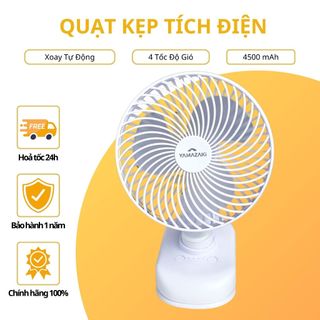  Quạt Kẹp Bàn Tích Điện Yamazaki Cao Cấp Thiết Kế Nhỏ Gọn Êm Ái Sử Dụng 8 Tiếng Xoay 180 Độ Để Mọi Không Gian 