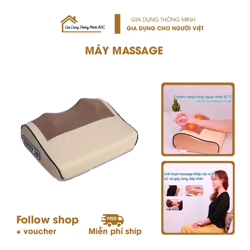 Gối massage cổ vai gáy, máy massage hồng ngoại 20 bi cao cấp Chính Hãng Công Nghệ Nhật Bản (Mẫu Mới Nhất 2023)