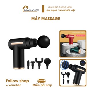 Máy massage gun đấm lưng cầm tay đa năng - Súng mát xa cổ vai gáy giảm co cứng cơ với 4 đầu và 6 chế độ - DL2