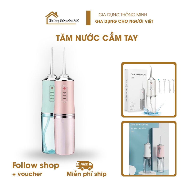 Máy Tăm Nước Cầm Tay Oral Irrigator - Tăm Nước Đánh Răng Vệ Sinh Răng Miệng Hàng Chính Hãng