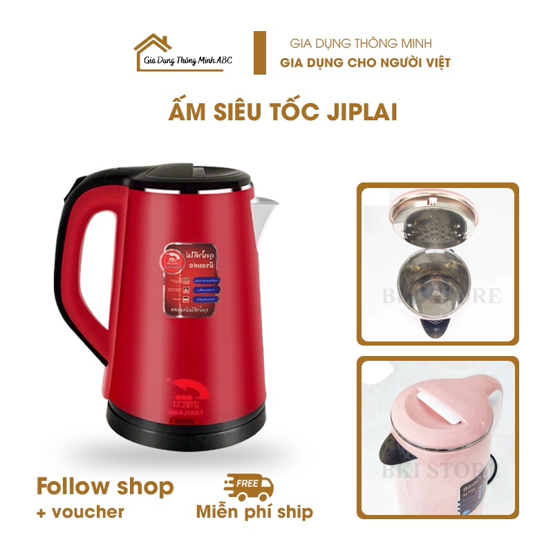 Ấm Siêu Tốc JIPLAI THÁI LAN Cao Cấp 2.5L 2 Lớp Cách Nhiệt, Ấm Đun Siêu Tốc 2 Lớp Loại Lớn, Nồi Đun Nươc Tiện Lợi freeshi