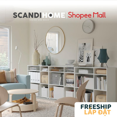 SOSIA, Kệ sách ngang 3 tầng SHE_028, 286x37x90cm, kệ gỗ Scandi Home
