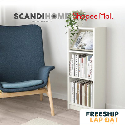JELLY, Kệ sách 3 tầng size nhỏ SHE_065, 40x27x106cm (Ngang sâu cao), kệ gỗ Scandi Home