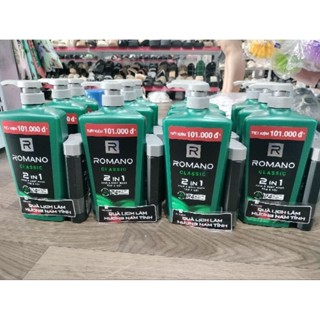 Romano tắm gội 2 in 1 900g kèm chai tắm gội 180g. dầu gội 650g kèm 1c sữa tắm 150g.