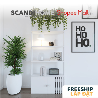 RAMUS, Kệ kệ để đồ 4 tầng SHE_133 neo tường, 84x30x195cm, kệ gỗ Scandi Home