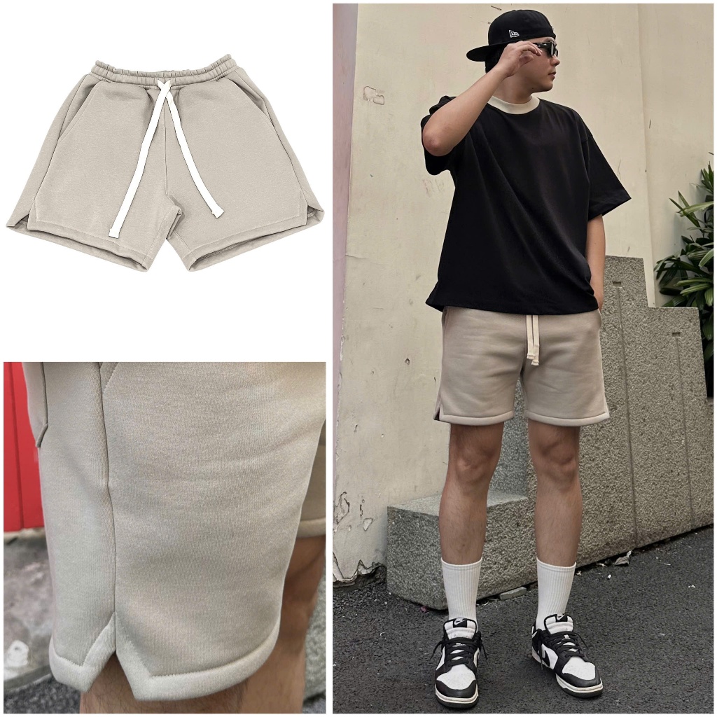 Quần short đùi nam nữ thun nỉ bông cotton trơn basic EWIGEN màu XÁM KHÓI , thể thao , đứng form , gọ