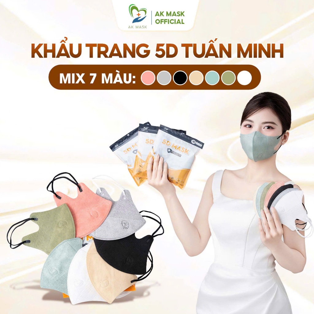 Thùng 600 Cái Khẩu Trang 5D Mask Tuấn Minh, Vừa Form Mặt, Khẩu Trang Y Tế Cao Cấp Độc Quyền Phạm Tho