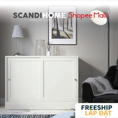 BODO, Tủ đựng đồ dùng 2 cửa lùa STO_044, 121x47x89cm, tủ gỗ Scandi Home
