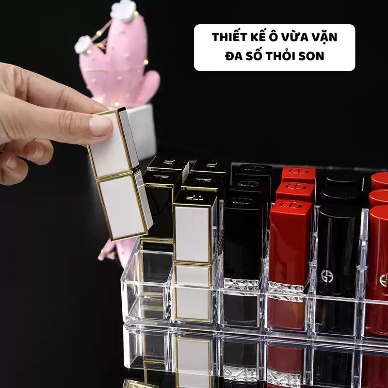 Khay Đựng Son Trong Suốt ENODA HOME, Hộp Đựng Son, Giá Để Son Môi Để Bàn Nhiều Ngăn R030 | BigBuy360 - bigbuy360.vn