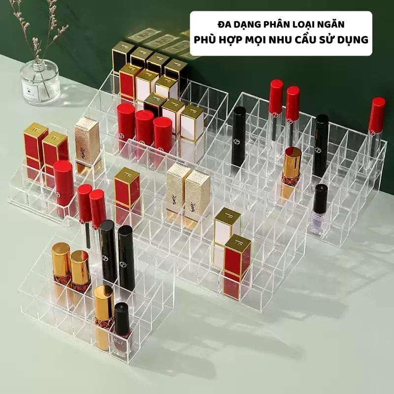 Khay Đựng Son Trong Suốt ENODA HOME, Hộp Đựng Son, Giá Để Son Môi Để Bàn Nhiều Ngăn R030 | BigBuy360 - bigbuy360.vn
