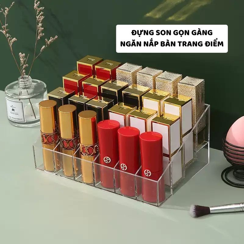 Khay Đựng Son Trong Suốt ENODA HOME, Hộp Đựng Son, Giá Để Son Môi Để Bàn Nhiều Ngăn R030 | BigBuy360 - bigbuy360.vn
