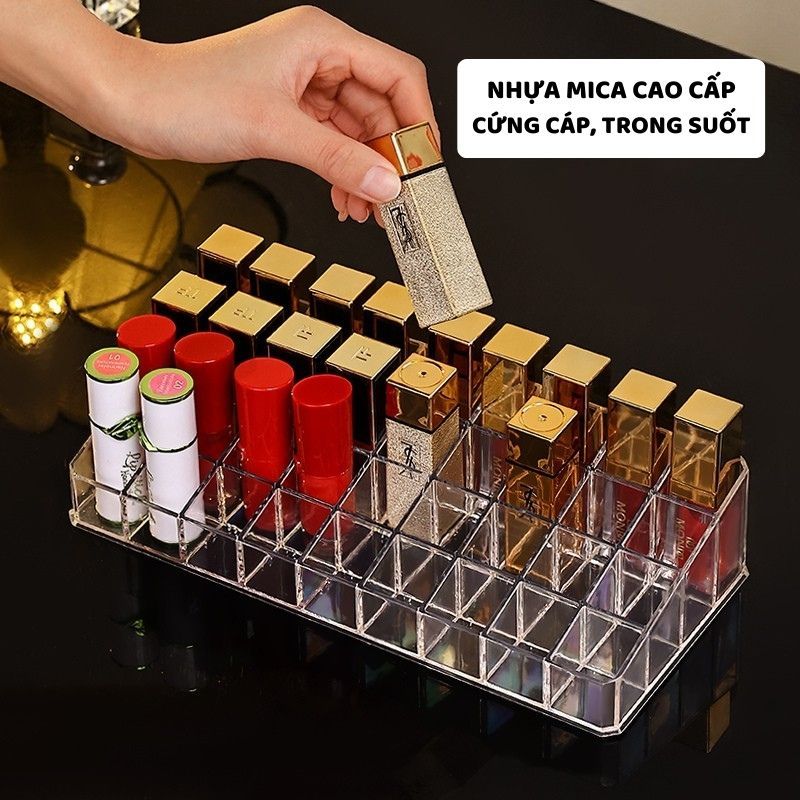 Khay Đựng Son Trong Suốt ENODA HOME, Hộp Đựng Son, Giá Để Son Môi Để Bàn Nhiều Ngăn R030 | BigBuy360 - bigbuy360.vn
