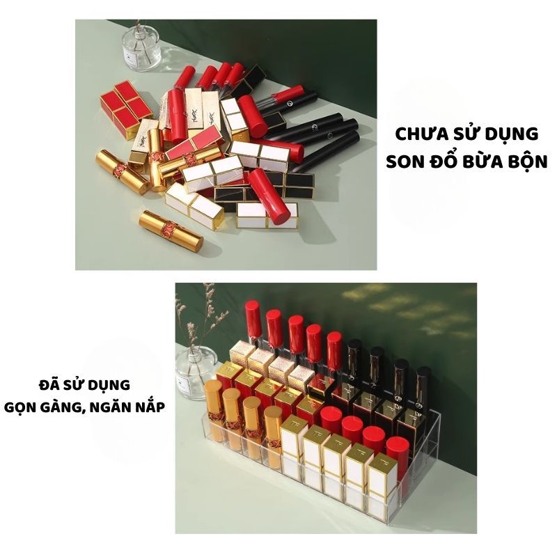 Khay Đựng Son Trong Suốt ENODA HOME, Hộp Đựng Son, Giá Để Son Môi Để Bàn Nhiều Ngăn R030 | BigBuy360 - bigbuy360.vn
