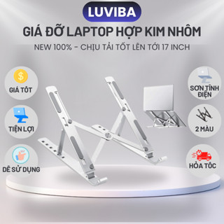 Giá đỡ laptop tản nhiệt macbook kim loại gấp gọn bằng nhôm để bàn 2 tầng LUVIBA G01