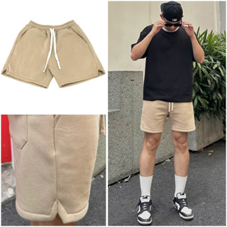 Quần short đùi nam nữ thun nỉ bông cotton trơn basic EWIGEN màu BE  , thể thao , đứng form , gọn gàng thoáng mát