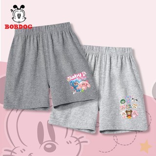 Quần đùi bé gái BOBDOG chất cotton cạp chun co giãn in hình Baby three in hình ngộ nghĩnh cho bé