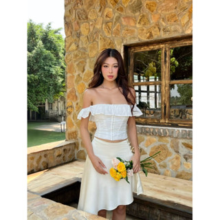 ÉMILIE - Maryse Top - Áo kiểu trễ vai nhún bèo có sẵn mút ngực