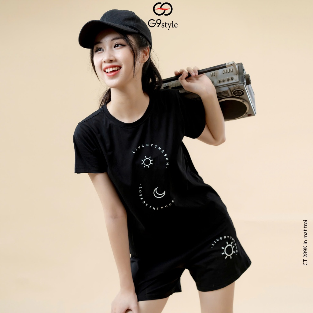 Đồ bộ nữ cotong G9moza áo tay cộc quần đùi chất cottong mềm mát
