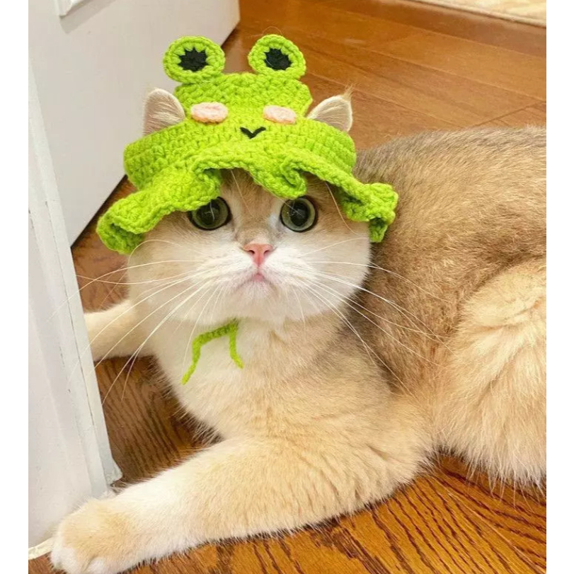 (Trả hàng sau 1 ngày) Mũ len cosplay dễ thương cho chó mèo /Mũ trùm đầu hóa trang cho thú cưng