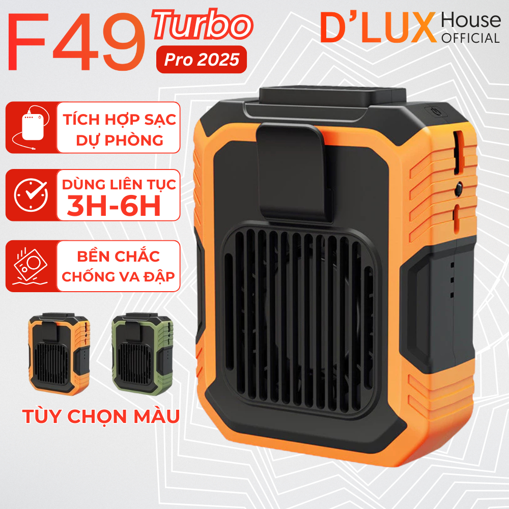Quạt Đeo Thắt Lưng Tích Điện Kiêm Sạc Dự Phòng 6000mAh , Quạt Đeo Hông Pin Sạc Công Suất Lớn