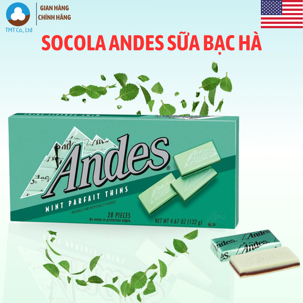 Kẹo socola Andes hương sữa bạc hà 132g Date 2026