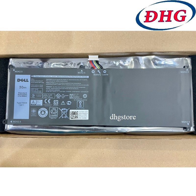 Pin laptop Dell Latitude 12 7275, XPS 12 9250, 7VKV9 30Wh