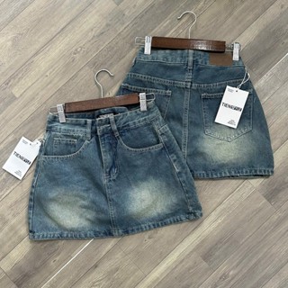 Chân Váy Jean Ngắn Phom A Mặc Da Lưng-Chân váy jean bigsize 80kg nữ túi hộp có lót quần